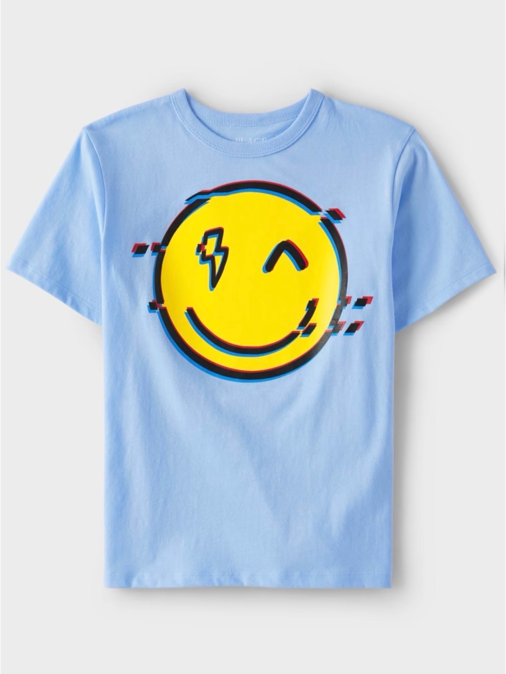 The Children's Place Light Blue Tee with Yellow Smiley Graphic